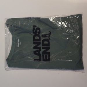 Lands End women's relaxed supma v-neck tee, size L in wash olive green